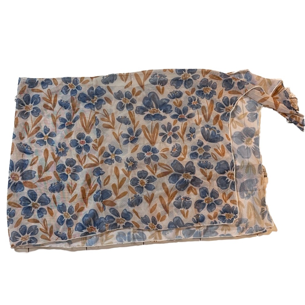 Swim sarong Blue and Tan Floral